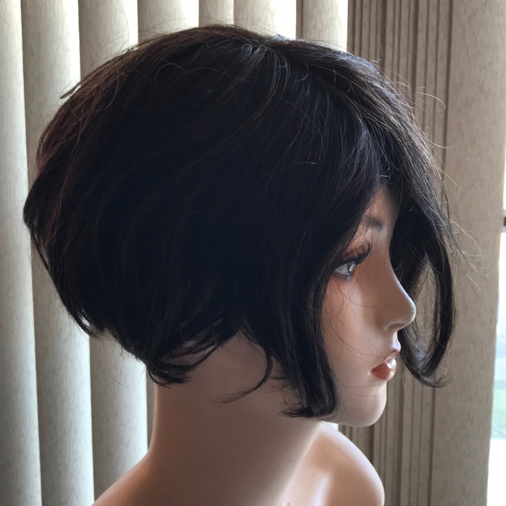 SIS 100% Human Hair stylish black/ brown wig